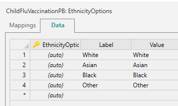 Picture showing Saved Dataset Options. 
